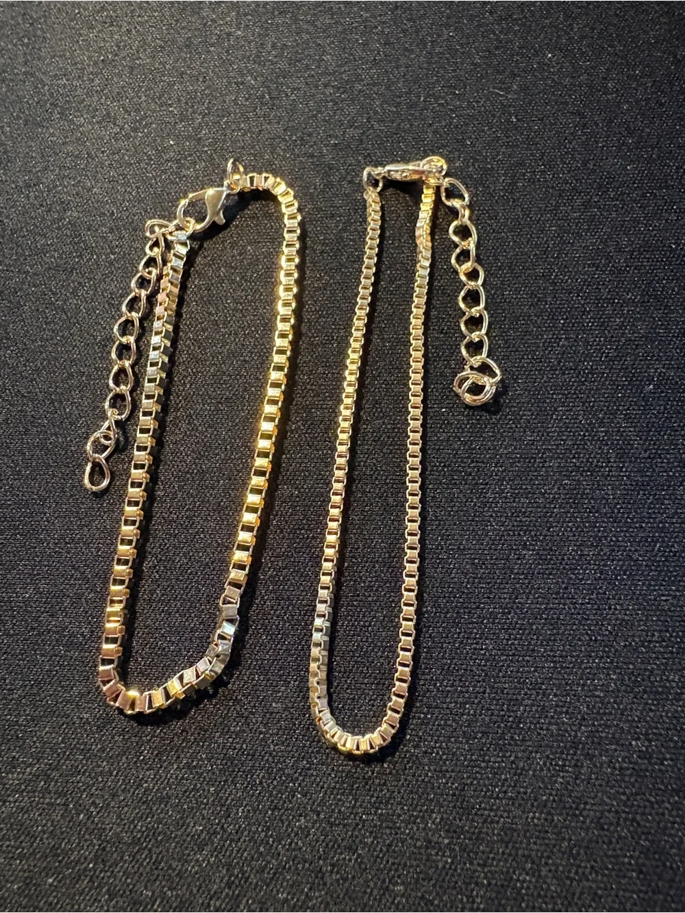 2 Gold Box Chain Bracelets